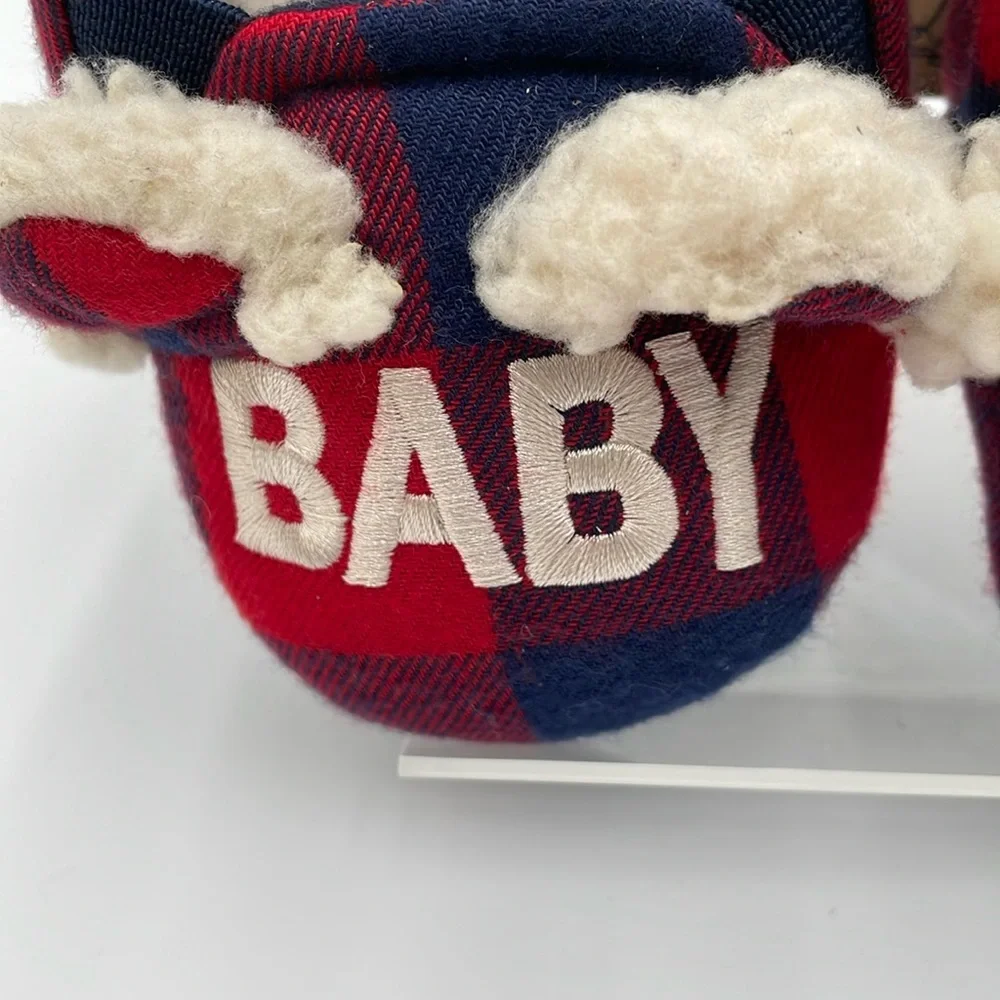 Dearfoams Baby Memory Foam Slippers “Baby Bear” No-Slip‎ Soles - Christmas